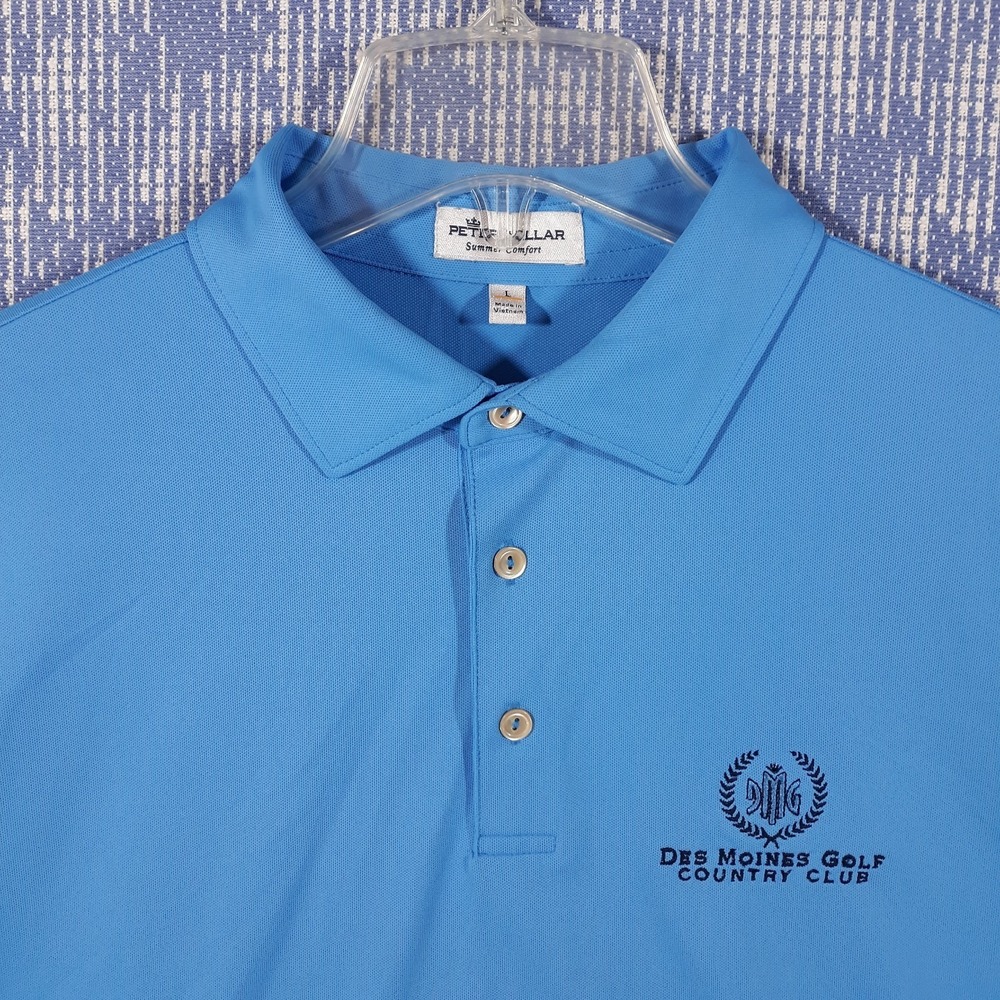 Peter Millar Summer Comfort Polo Shirt Mens Large Performance Golf Solid Blue - Picture 1 of 9